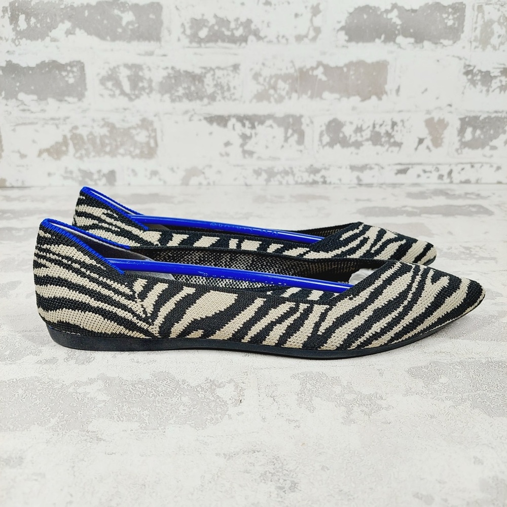 NEW Rothy’s The Point Zebra Black/Cream Ballet Flats O401 - Picture 3 of 8